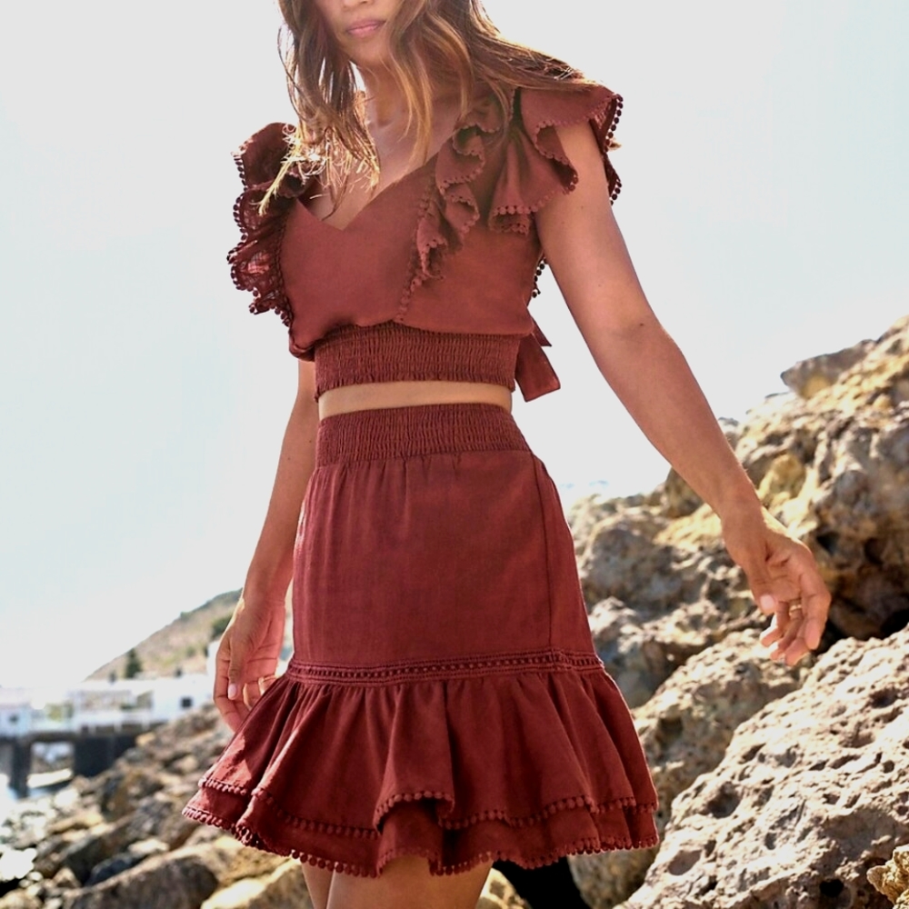 EXPRESS BOHO TOP&SKIRT LINEN BLEND SET🌻